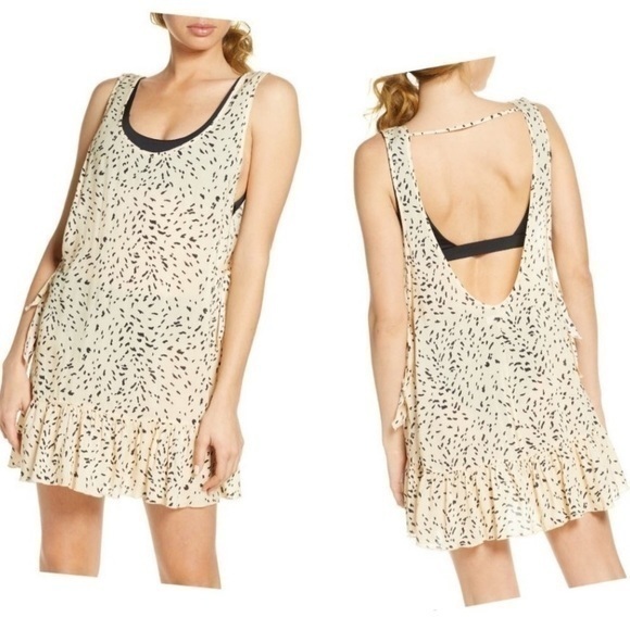 Chelsea28 Other - Chelsea28 Tayla Side Tie Cover-Up Minidress in Stone Beige Print NWT Size medium